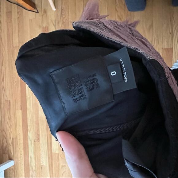 Anna Sui Black & Pink Pleated Lace Strapless Dress - Picture 8 of 9